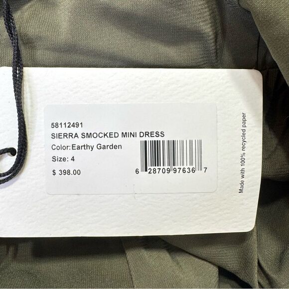 NEW AMUR Sierra Smocked Mini Dress Earthy Garden Size 4 - Picture 10 of 12